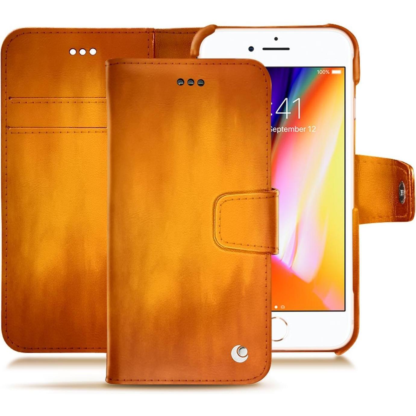 Noreve Lederschutzhülle Wallet (Apple iPhone 8), Smartphone Hülle, Orange