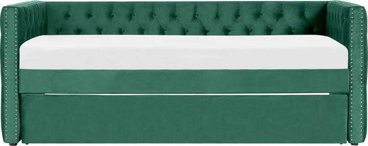 Produktbild Beliani Tagesbett ausziehbar Samtstoff grün Lattenrost 90 x 200 cm GASSIN