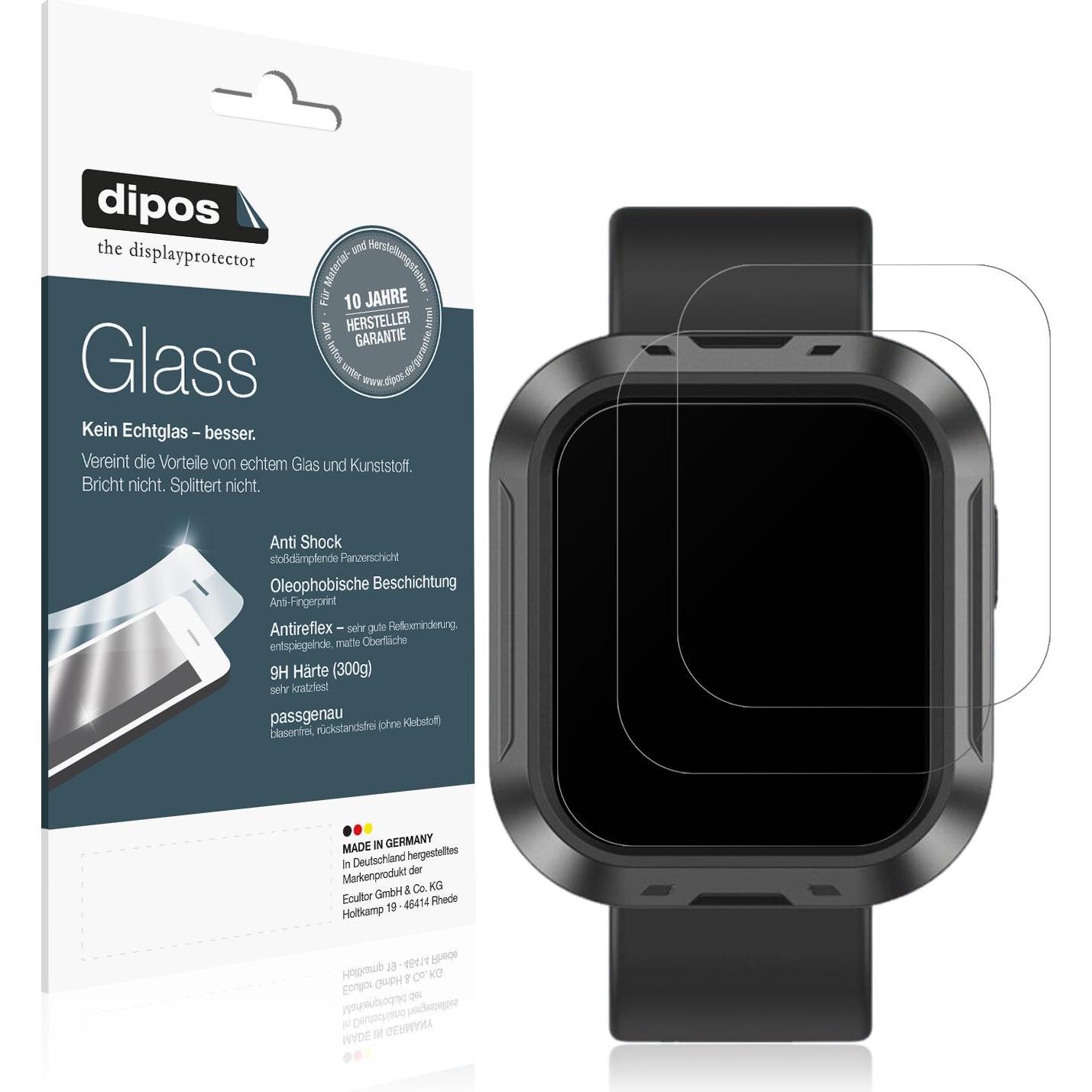 Dipos Anti-Shock Displayschutz Matt 9H, Smartwatch Schutzfolie, Transparent