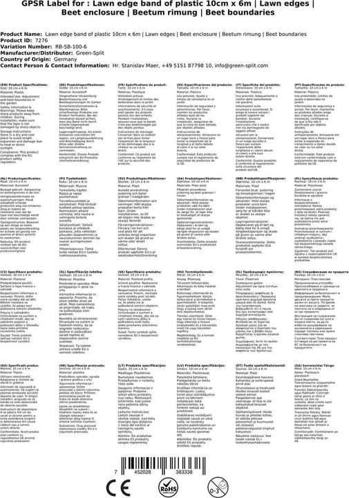 Actual product image Green Split Plastic lawn edging tape 10cm x 6m (600 cm)