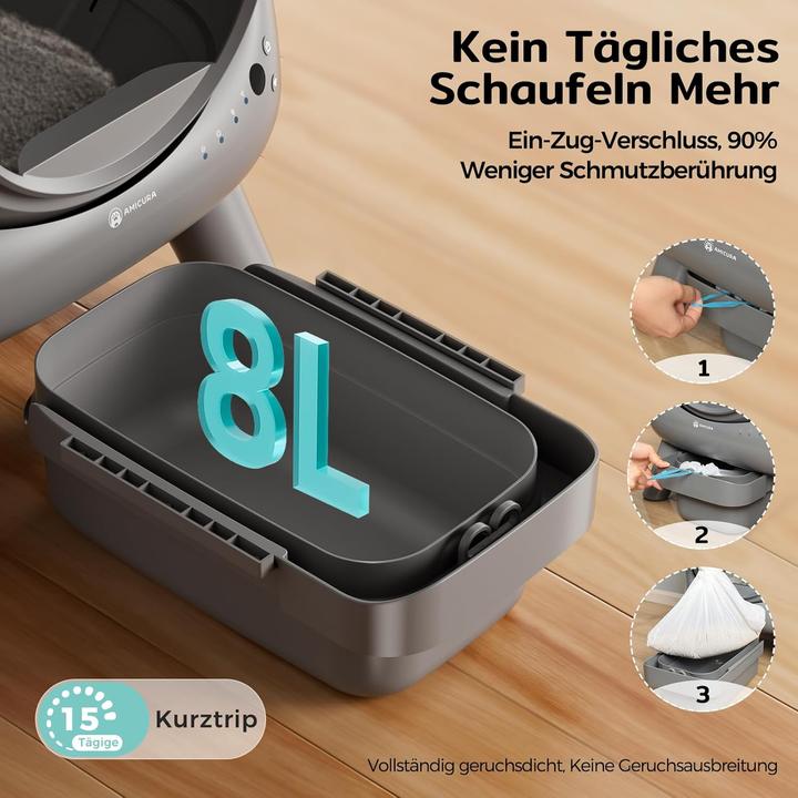 Produktbild AmiCura Cura X1 Katzentoilette Selbstreinigende Katzenklo Geruchsfreie,Anti-Pinch,60L,App-Steuerung (Selbstreinigendes Katzenklo)