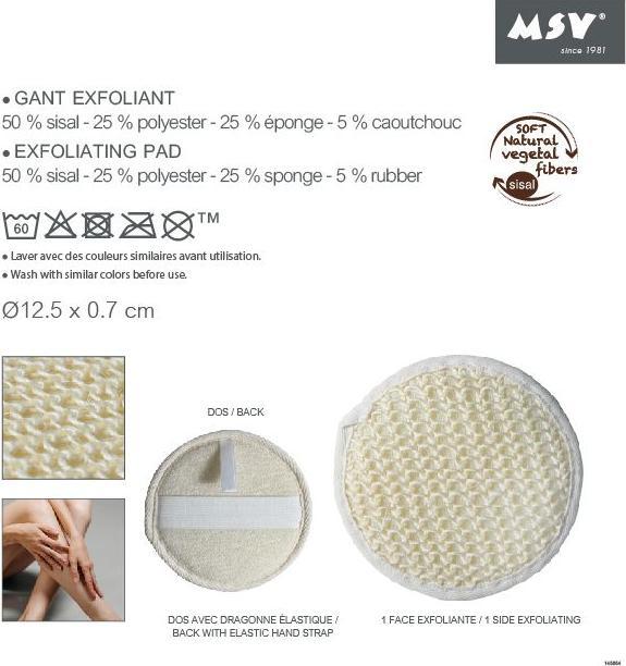 Actual product image MSV Exfoliating Sisal Sponge 15 x 12.5 cm, White