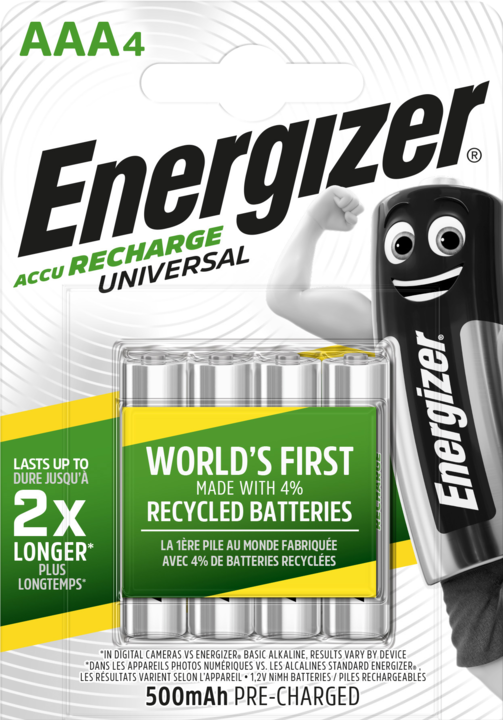 Energizer Recharge Universal (4 pcs., AAA, 500 mAh)