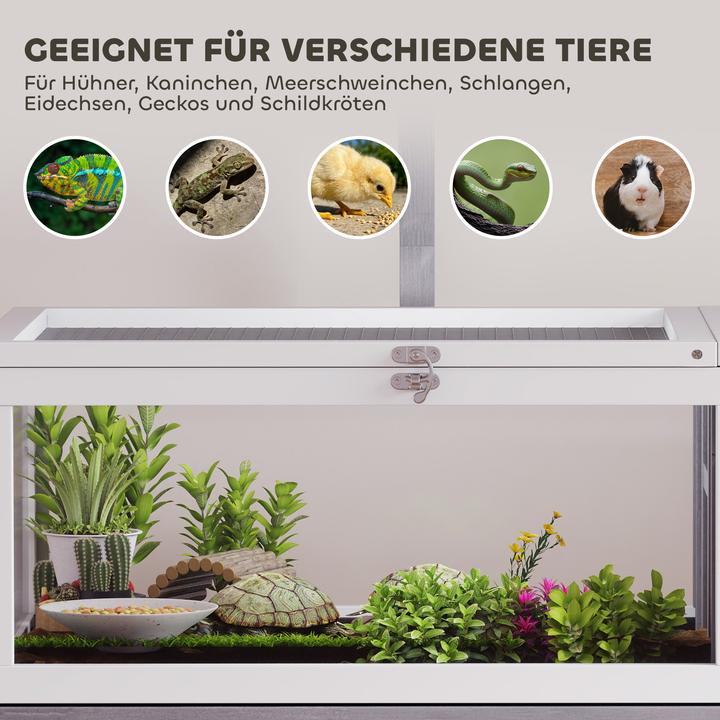 Produktbild PawHut Schildkrötenhaus Tannenholz, PS Weiss+Grau