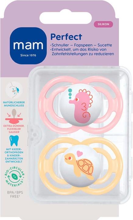 Immagine prodotto MAM Perfect Silikon Schnuller 2 Stück, ab 16 Monate (2 x, a partire da 16 m.)