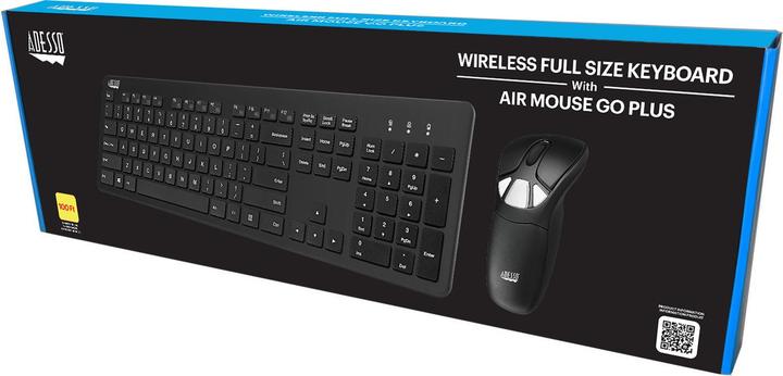 Produktbild Adesso Air Mouse Go Plus With Full Size Keyboard (US, Kabellos)