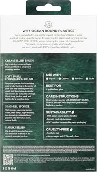 Immagine prodotto EcoTools Sea Gems Face Makeup Brush & Sponge Kit - 4 Piece Set