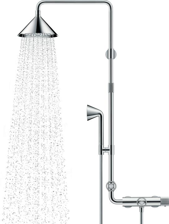 Produktbild hansgrohe Showerpipe AXOR FRONT DN 15 m Therm. und 2jet Kopfbrause chrom