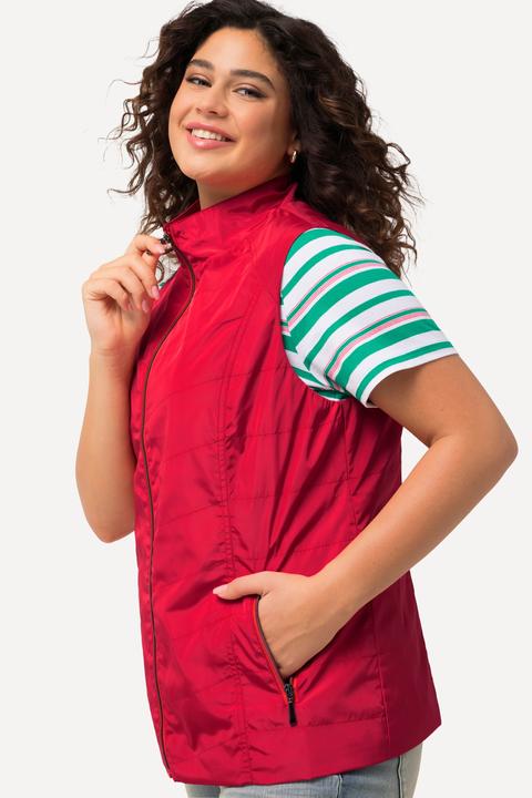 Immagine prodotto Ulla Popken Gilet con collo alto, cuciture decorative e tasche con zip (46, 48)