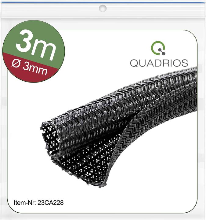 Produktbild Quadrios 23CA228 23CA228 Geflechtschlauch Schwarz Polyester 3 bis 4 mm 3 m (Kabelschlauch, 300 cm)