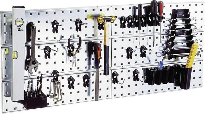 Image du produit Raaco Jeu de crochets à outils avec plaques perforées Panneau mural à outils 2 + 28 clips