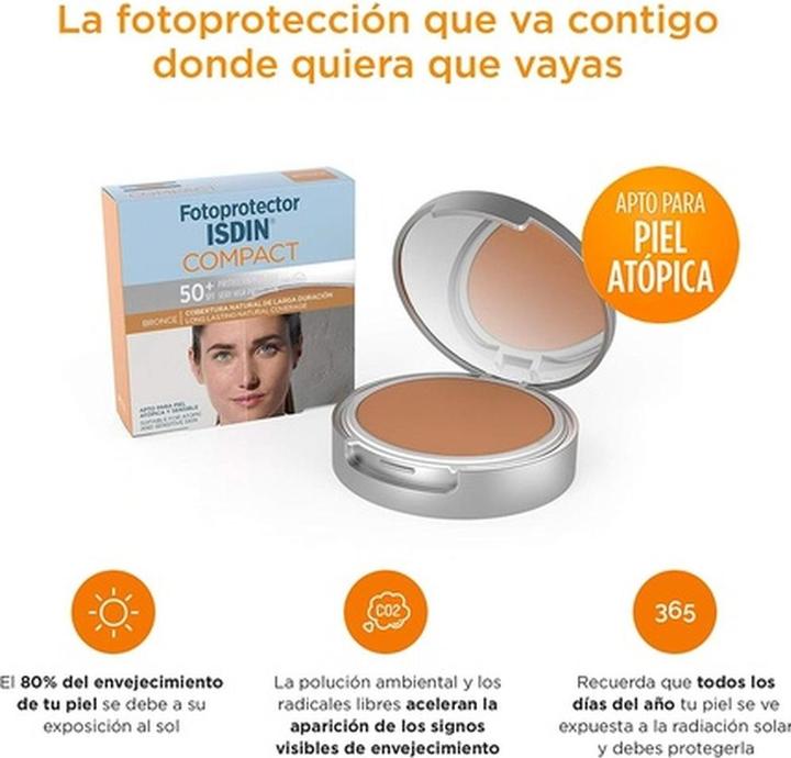 Actual product image Isdin Fotoprotector Compact Oil Free Sunscreen SPF50+ 10g - Bronze (Bronze)
