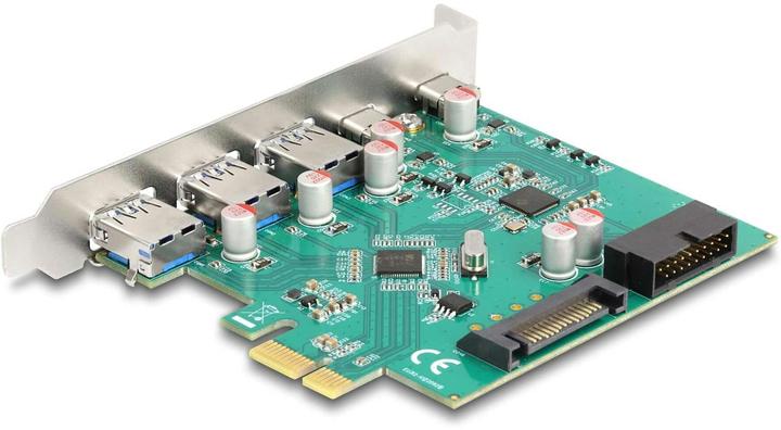 Produktbild Delock USB 5 Gbps PCIe x1 Karte zu 3x extern Typ-A + 2x extern USB Type-C Buchse und 1x intern 19 Pi