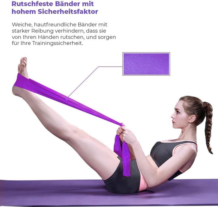 Produktbild König Design 3er-Set Fitnessband Gymnastikband Widerstandsband wie Theraband Yoga 200 x 15 cm (Leicht, Mittel)
