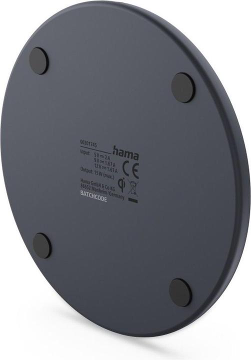 Produktbild Hama Wireless Charger, kabelloses Smartphone-Ladepad, 15 W, Schwarz (15 W)