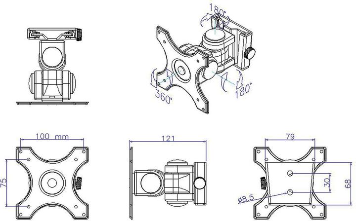 Immagine prodotto RS PRO Kit di montaggio a parete per monitor LCD/TV, 2 giunti (Muro)