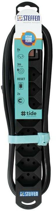 Produktbild Steffen Steckdosenleiste TIDE 8xT13 3m mit Schalter und Haftmagnete ws (8 x, Typ 13, 3 m)
