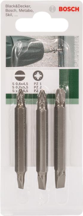 Actual product image Bosch Zubehör 3-piece double blade set for Pozidriv cross-slotted head screws and slotted head screws (PZ, S)) (Long slot 0.6x4.5 mm, Long slot 1.2x6.5 mm)