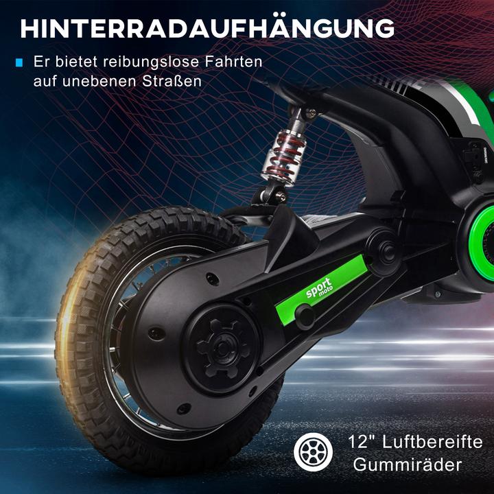 Produktbild Homcom Kinder Elektro-Motorrad Kunststoff, Metall Grün (12 V)