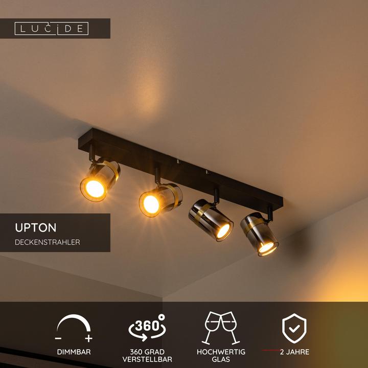 Produktbild Lucide UPTON GU10 Deckenstrahler 4-fach Modern Rauchfarbe 57900/04/65 (GU10)