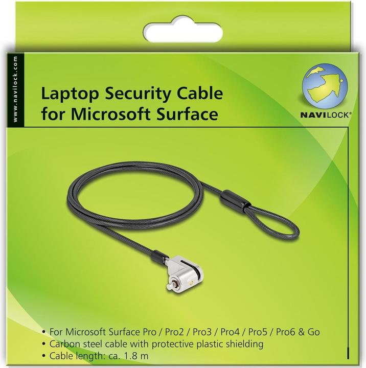 Produktbild Navilock Delock Notebook Sicherungskabel für Microsoft Surface Serie Pro & Go mit Schlüssel