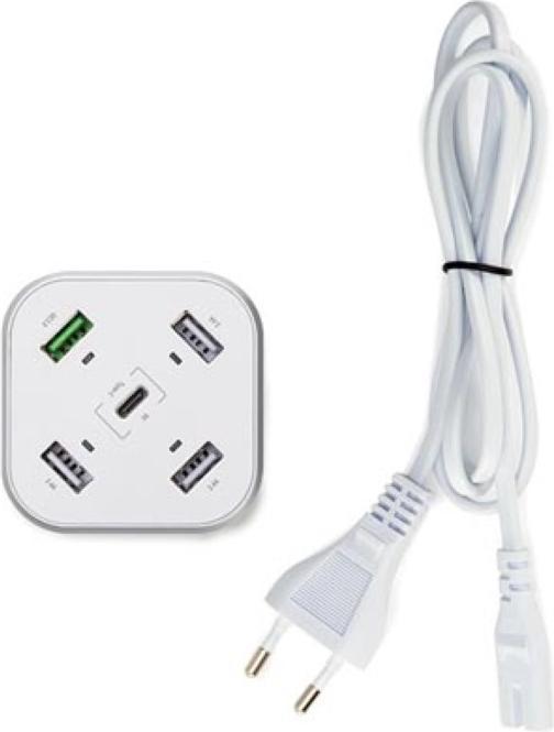 Actual product image HQ Power SMART USB Station with 3 x USB + 1 x USB Fast Charge QC 3.0 + 1 x Type-C outputs - max. 9.6 A - m... (48 W)