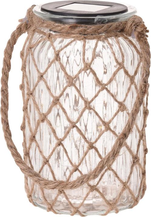 ProGarden Solarlaterne aus Glas mit Juteschnur