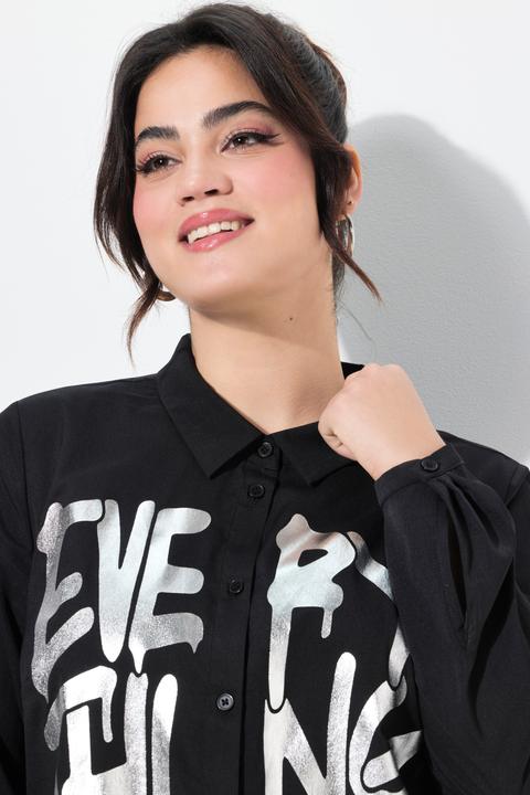 Actual product image Angel of Style Bluse, A-Linie, Metallic-Schriftzug, Zipfelsaum (52)