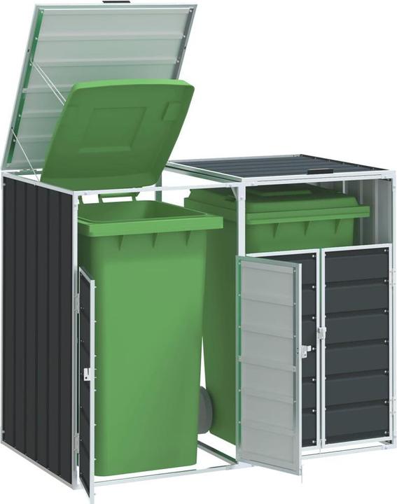 Immagine prodotto vidaXL Cassonetto per 2 bidoni antracite 144x81x113 cm acciaio