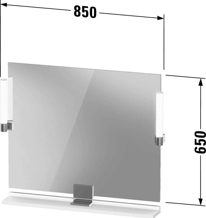 Produktbild Duravit Sivida Spiegel, Diamantschwarz Matt, 850x36x650mm, Aufsatzleuchte, Sensorschalter, Netzansch