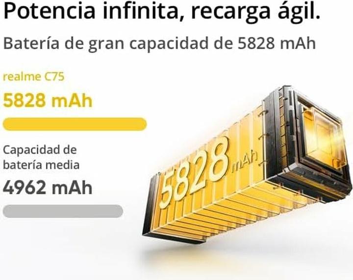 Productafbeelding realme C75 Dual Sim 6GB RAM 128GB - Lightning Gold (128 GB, Bliksem Goud, 6.72", Dubbele SIM, 4G)