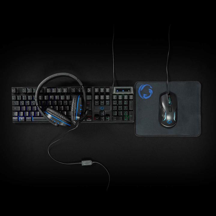 Productafbeelding Nedis Gaming Combo Kit | 5-in-1 | Toetsenbord, Headset, Muis en Muismat | Zwart | QWERTZ | DE-Layout (NL, Bedraad)