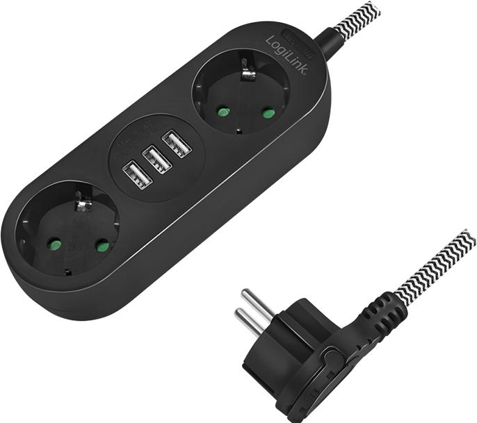 Actual product image LogiLink Power strip (2x, CEE 7/3, 1.50 m)