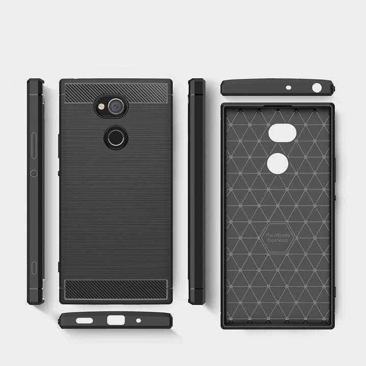 Produktbild König Design Hülle Handy Schutz für Sony Xperia XA2 Ultra Case Cover Bumper Carbon Optik Blau (Sony Xperia XA2 Ultra)