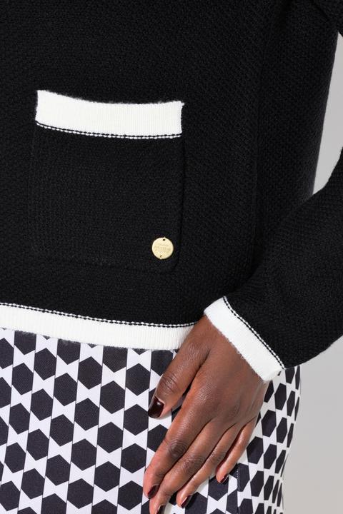 Produktbild Ulla Popken Strickjacke, Schmuckbündchen, Rundhals, Taschen, Langarm (58)