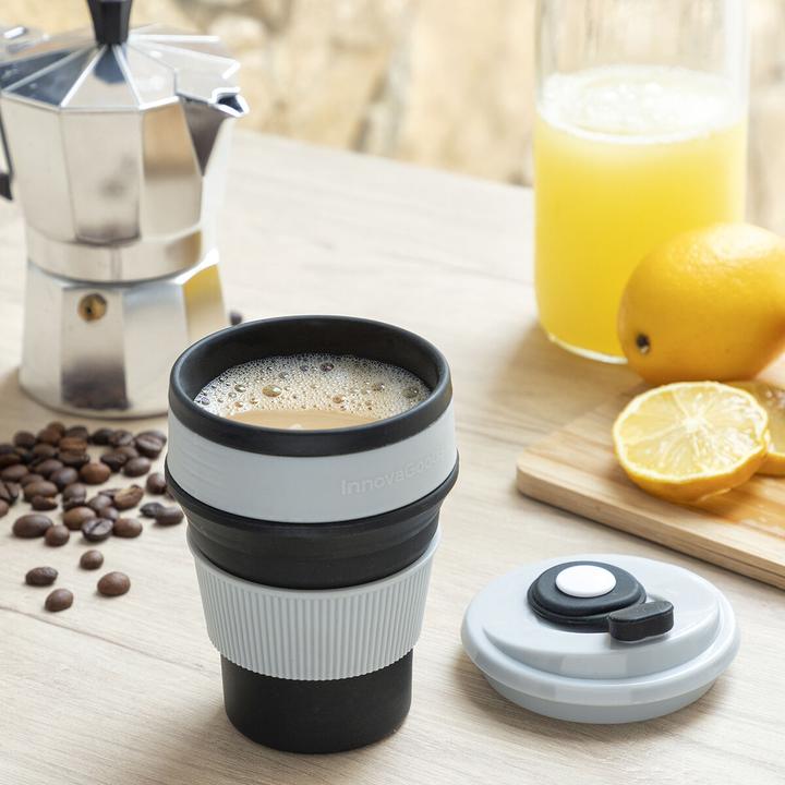 Produktbild InnovaGoods Faltbarer Becher mit Deckel - Silikon (0.35 l)