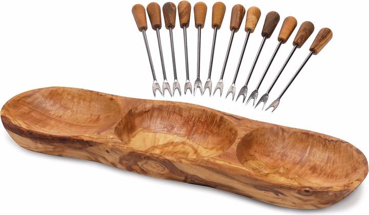 Natura Punto Olive wood nibble bowl