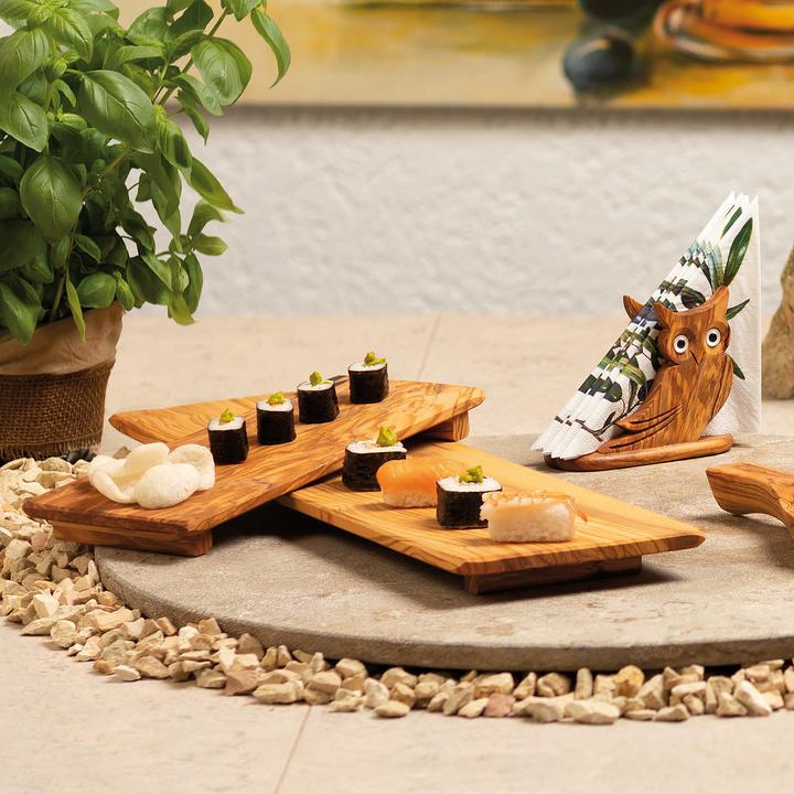 Immagine prodotto Natura Punto Sushi board, piatto da portata con piedi, legno d'oliva, set di 2