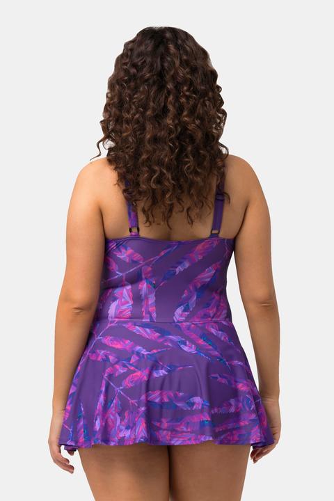 Image du produit Ulla Popken Robe de bain imprimé feuilles à bonnets souples, fronces, matière recyclée (48)