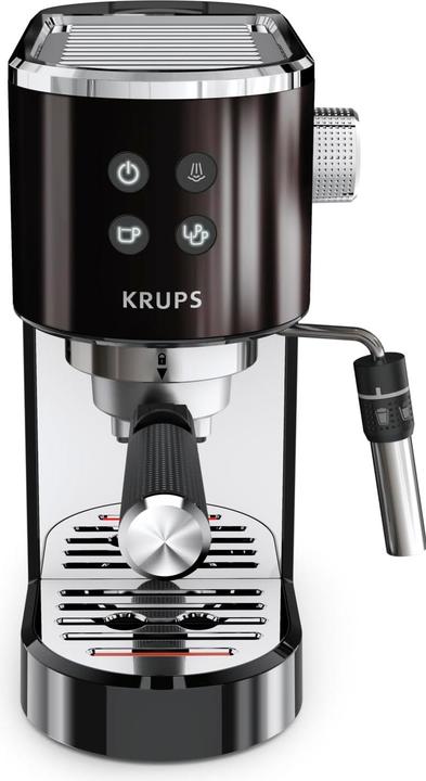 Krups EspressoVirtuoso+ XP444G Espressomaschine mit Siebträger Schwarz mit Milch