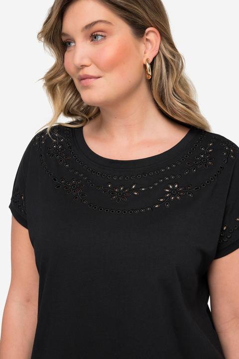 Image du produit Miamoda T-shirt oversized, avec broderies ajourées et col rond (48)