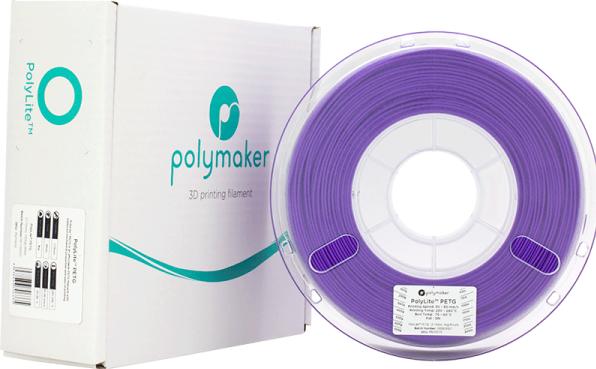 Actual product image Polymaker PB01008 PolyLite Filament PETG heat resistant, high tensile strength 1.75 (PETG, 1.75 mm, 1000 g, Violet)