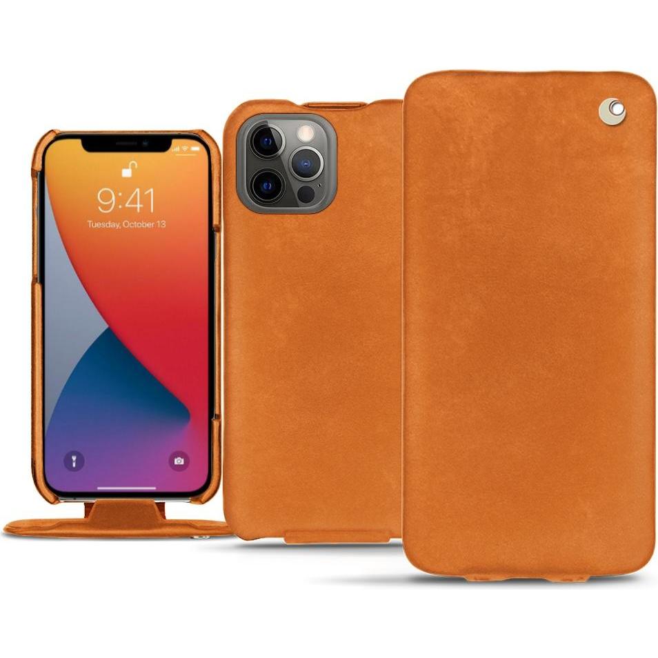 Noreve Lederschutzhülle vertikal (Apple iPhone 13 Pro Max), Smartphone Hülle, Orange