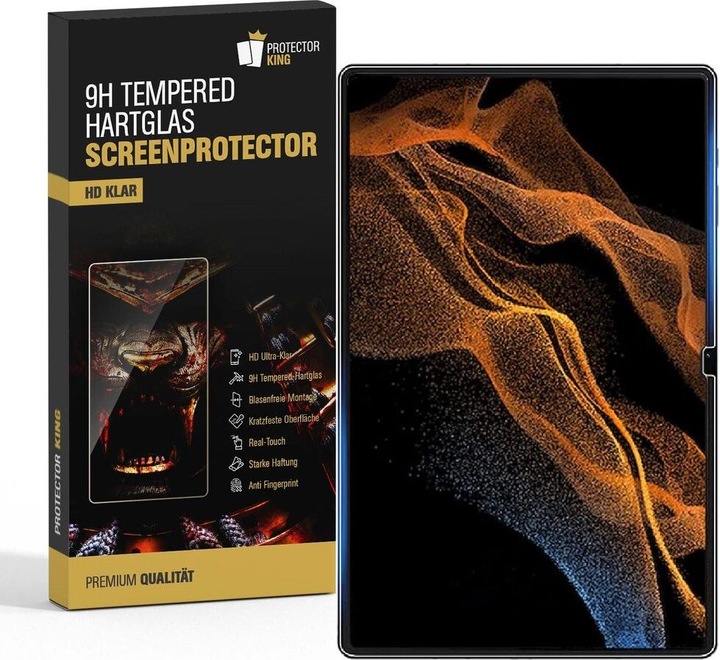 Produktbild Protectorking 1x echtes Tempered 9H Panzerhartglas 3D KLAR (1 Stück, Galaxy Tab S8 Ultra)