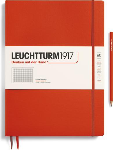 Actual product image Leuchtturm1917 Notebook Master Slim chequered Fox Red (225 x 315 mm, Checked, Hardcover)