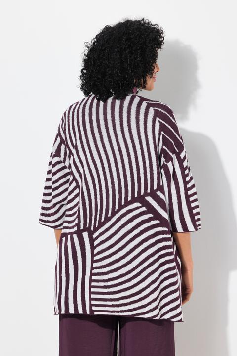 Image du produit Ulla Popken Cardigan en fine maille jacquard à col montant et manches courtes (58)
