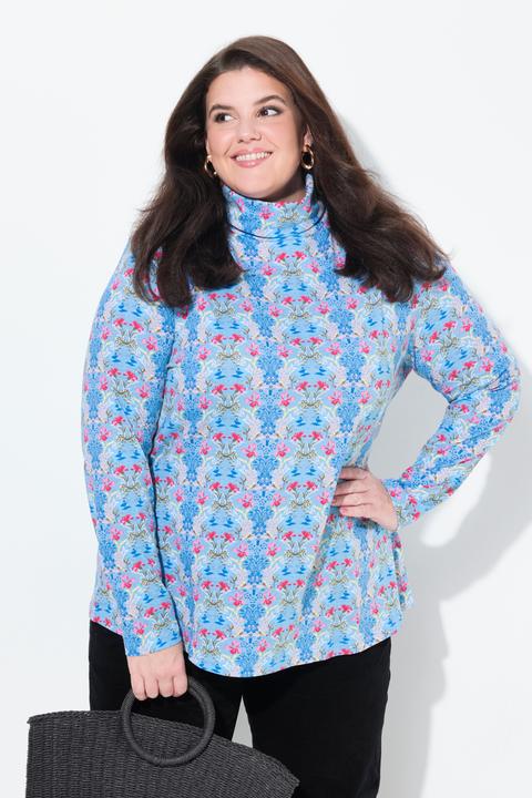 Produktbild Ulla Popken Shirtrolli, floraler Druck, Rollkragen, Langarm (50, 52)