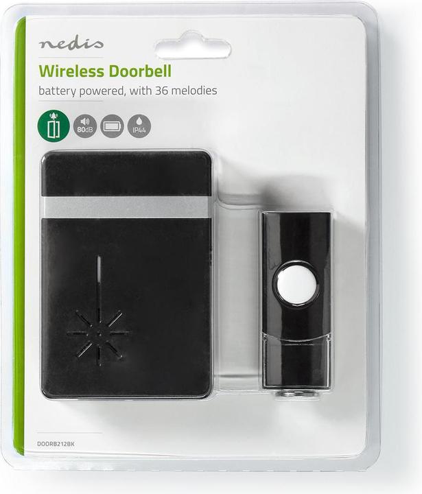 Image du produit Nedis Sonnette sans fil Alimentation par piles 3 V DC 1x CR2032 Volume : 80 dB Portée du signal : 300 m