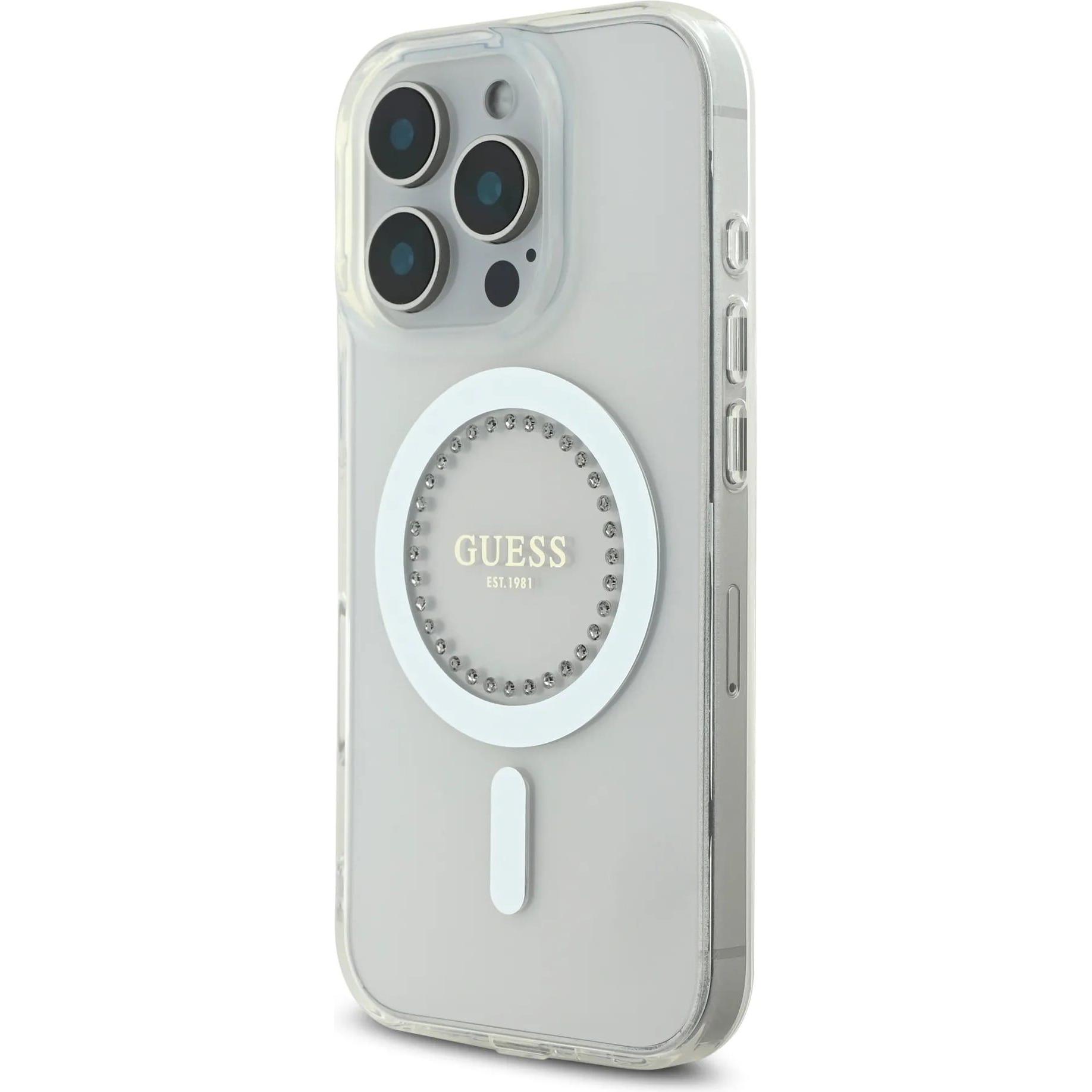 Thumbnail - Guess GUHMP16LPFTDTEH iPhone 16 Pro 6.3" biały/white hardcase IML Rhinestones MagSafe (Apple iPhone 16 Pro), Smartphone ...