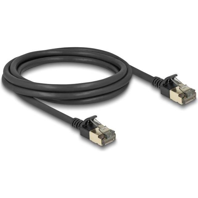 Thumbnail - Delock RJ45 Netzwerkkabel Cat.8.1 F/FTP Slim Pro 2 m schwarz (F/FTP, CAT8.1, 2 m), Netzwerkkabel